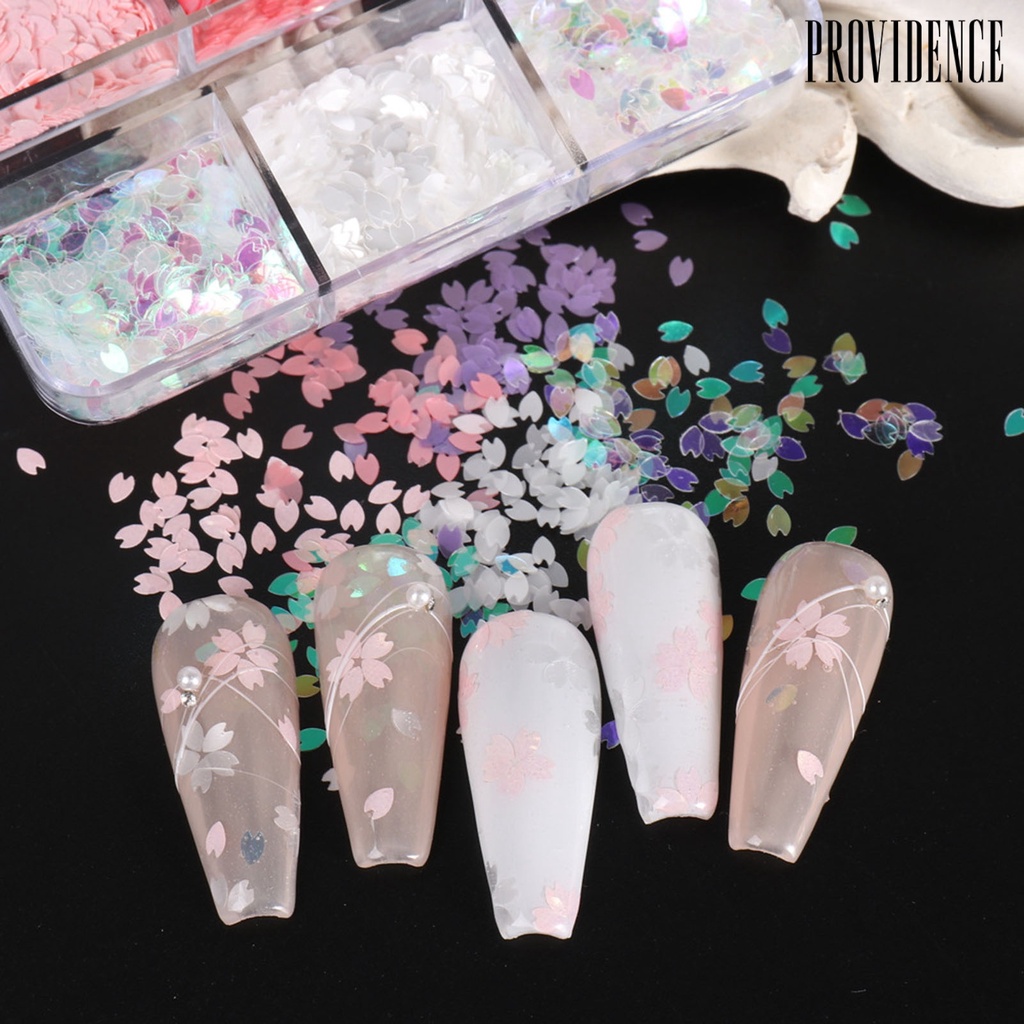 Providence 1kotak Nail Art Sequin Shining Easy Paste Indah Permukaan Halus Tipis DIY Nail Art Tangan Kecantikan Cherry Blossom Kelopak Nail Art Ornamen Manicures Stuff