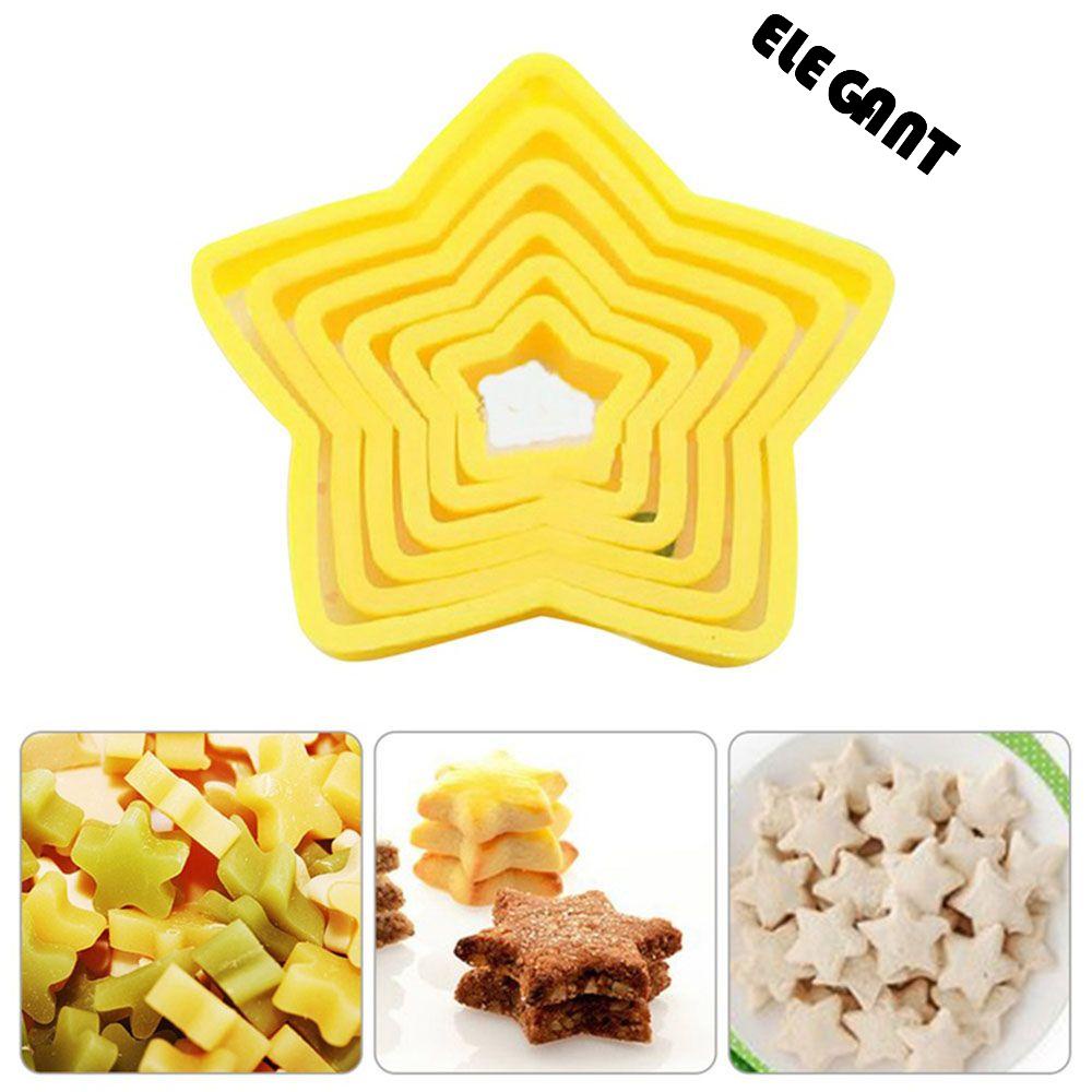 [Elegan] 3d Cookie Cutter 6pcs/Lot Plastik DIY Biskuit Pohon Natal Gula Kerajinan Fondant Tools