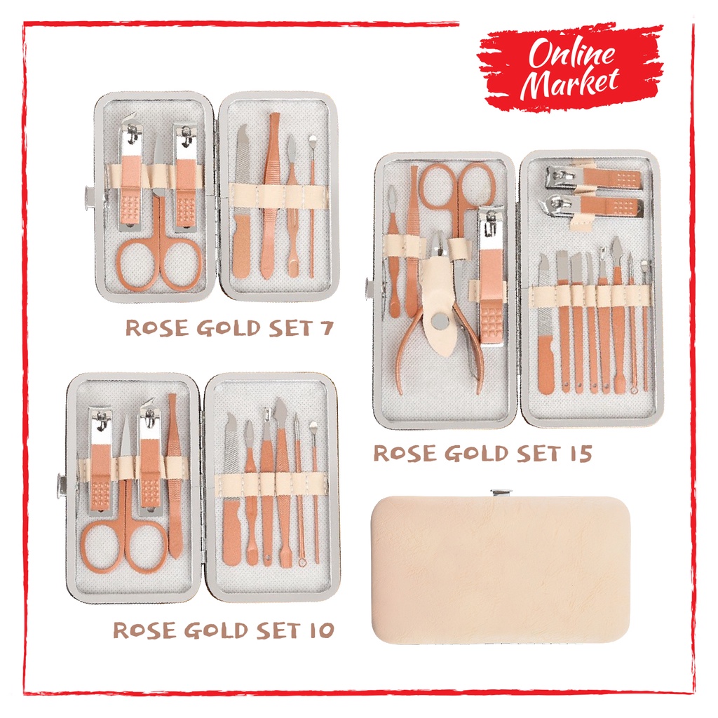 Set Alat Manicure Rose Premium - Gunting Kuku - Korek Kuping COD / Gratis Ongkir