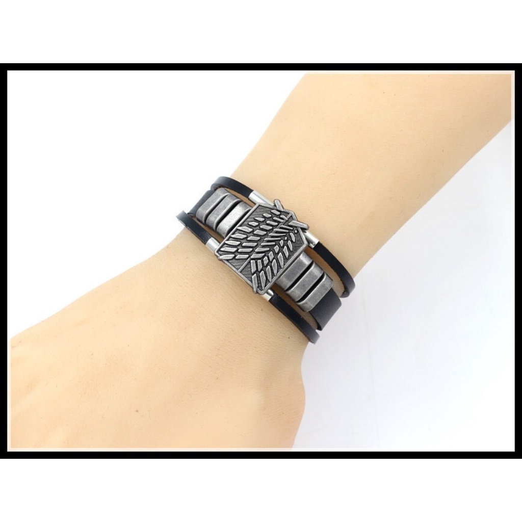 [Z H Perhiasan] Vintage Rock Mencolok Raksasa Kulit Asli Gelang Pria Dan Wanita Fashion Stainless Steel Multilayer Manik-Manik PU Gelang Punk Pesta Perhiasan Aksesoris