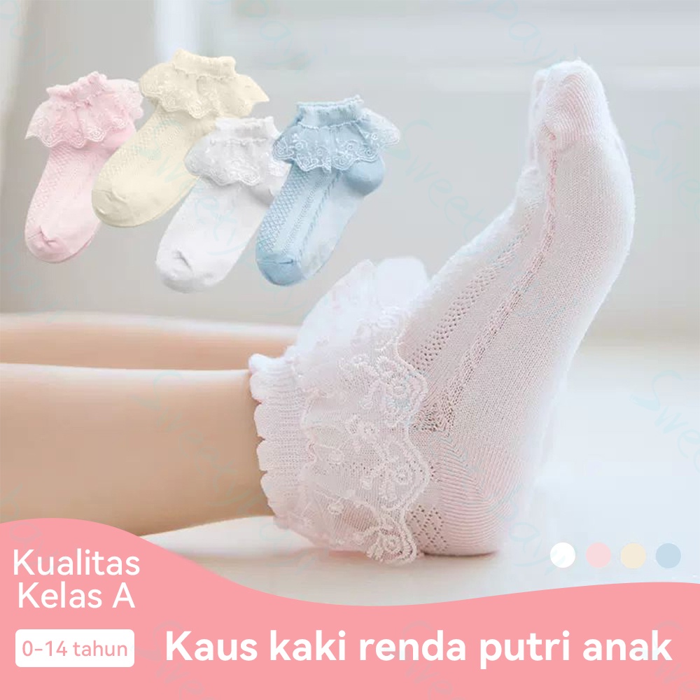 SweetyBayi Kaos kaki renda anak perempuan Kaos kaki pesta anak katun Kid socks