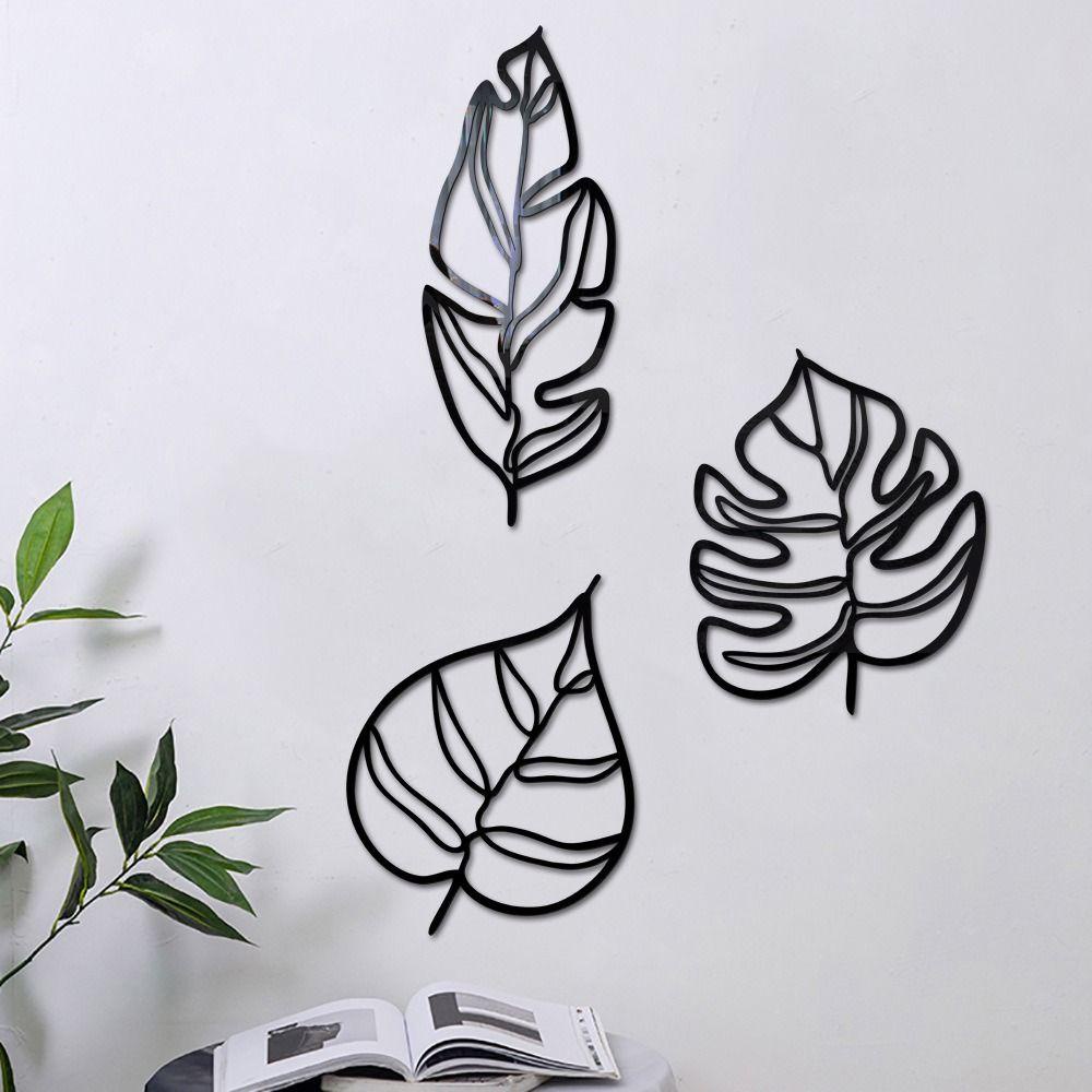 Populer 3PCS /Set Stiker Dinding Akrilik Ruang Tamu Ornamen Perekat Diri Permukaan Cermin Decals