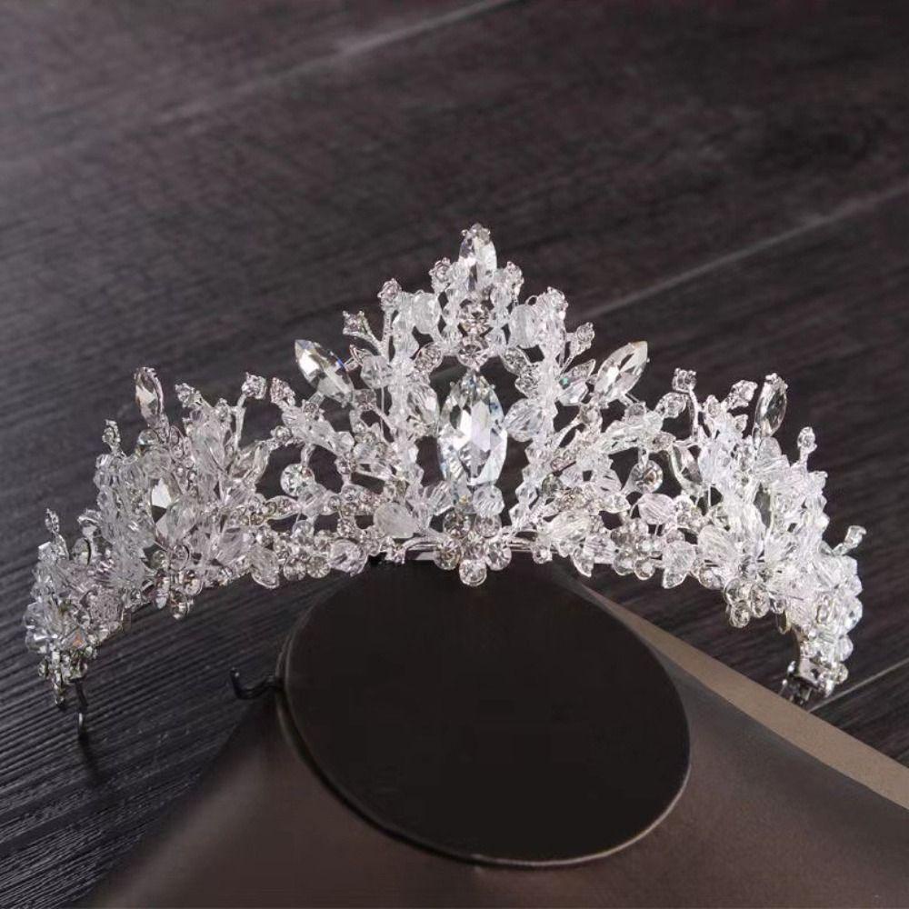 Mxbeauty Baroque Crown Pink Hitam Emas Perak Aksesoris Rambut Panggung Ulang Tahun Indah Berlian Imitasi Diadem