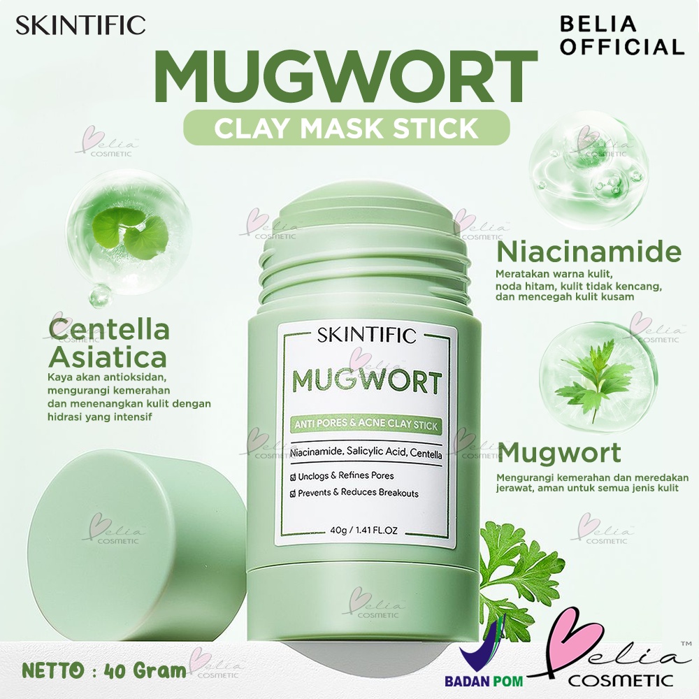 SALE SKINTIFIC Mugwort Clay Mask Stik | Anti Pores & Acne | Niacinamide | Salicylic Acid | Centella 