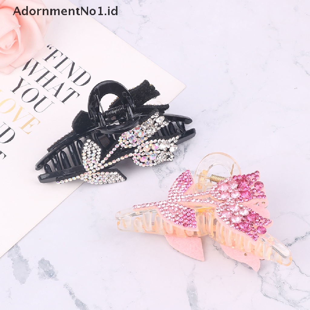 [AdornmentNo1] French Tulip Rhinestone Hair Claw Penjepit Cakar Bentuk Bunga Elegan Untuk Wanita [ID]