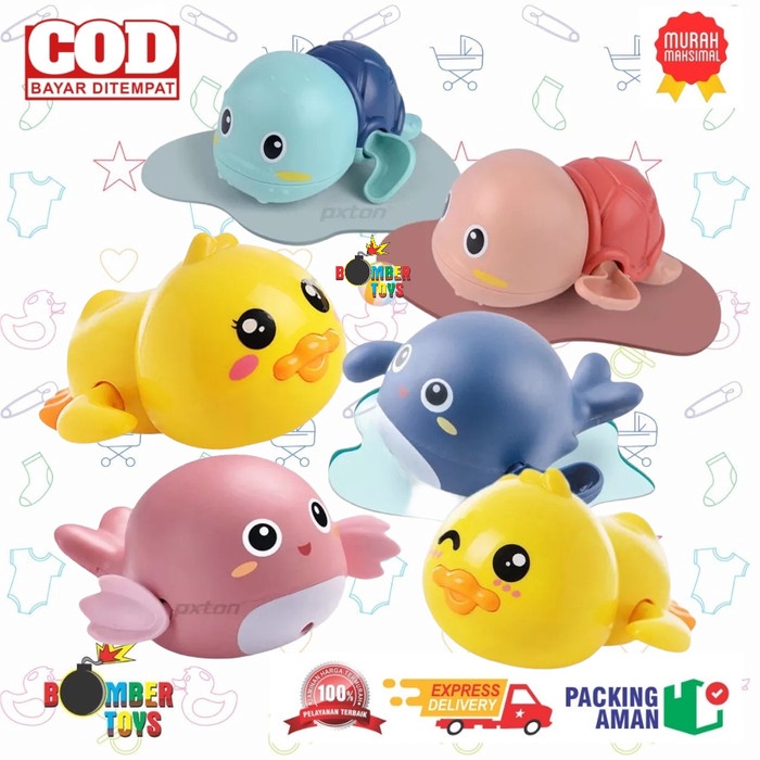 MAINAN MANDI ANAK PULL LINE TOYS KURA IKAN BEBEK BAYI WATER BATH LUCU