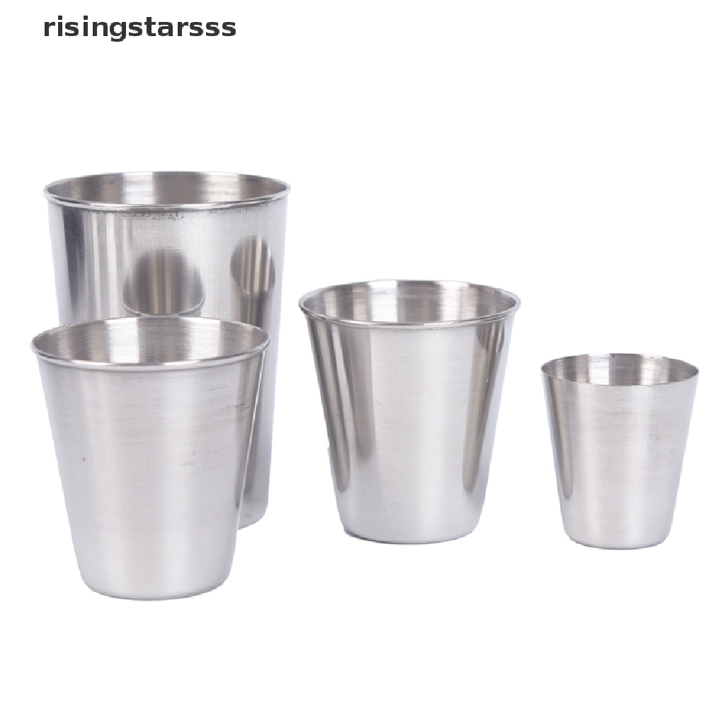 Rsid Span-new 4pcs Stainless Steel Cover Mug Camping Cangkir Minum Kopi Teh Bir Dengan Case Jelly