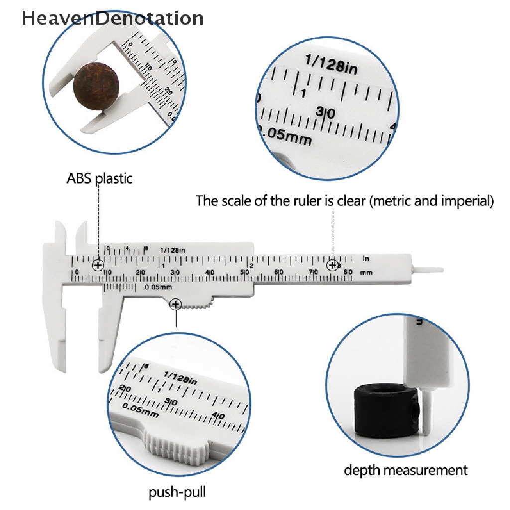 [HeavenDenotation] 1pc Portable Dual Scale 0-80MM Plastik Pengukur Alis Vernier Caliper Mini HDV