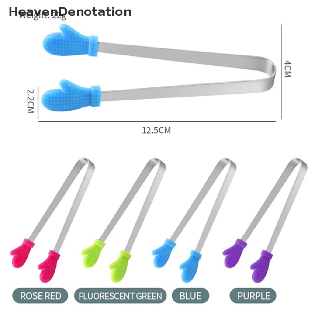 [HeavenDenotation] Silikon Penjepit Makanan Sarung Tangan Berbentuk Stainless Steel Non-slip Es Permen Food Clip HDV