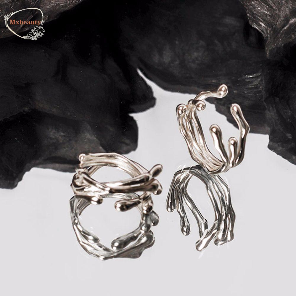 Mxbeauty Pembukaan Cincin Punk Retro Hiphop Cabang Bentuk Geometris Perhiasan Hadiah Gaya Korea Ring