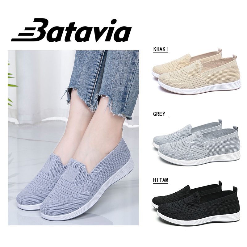 Batavia Impor anyaman terbang fashion sepatu wanita Korea merek bernapas ringan tahan aus ibu sepatu sepatu kasual sepatu pantofel A168