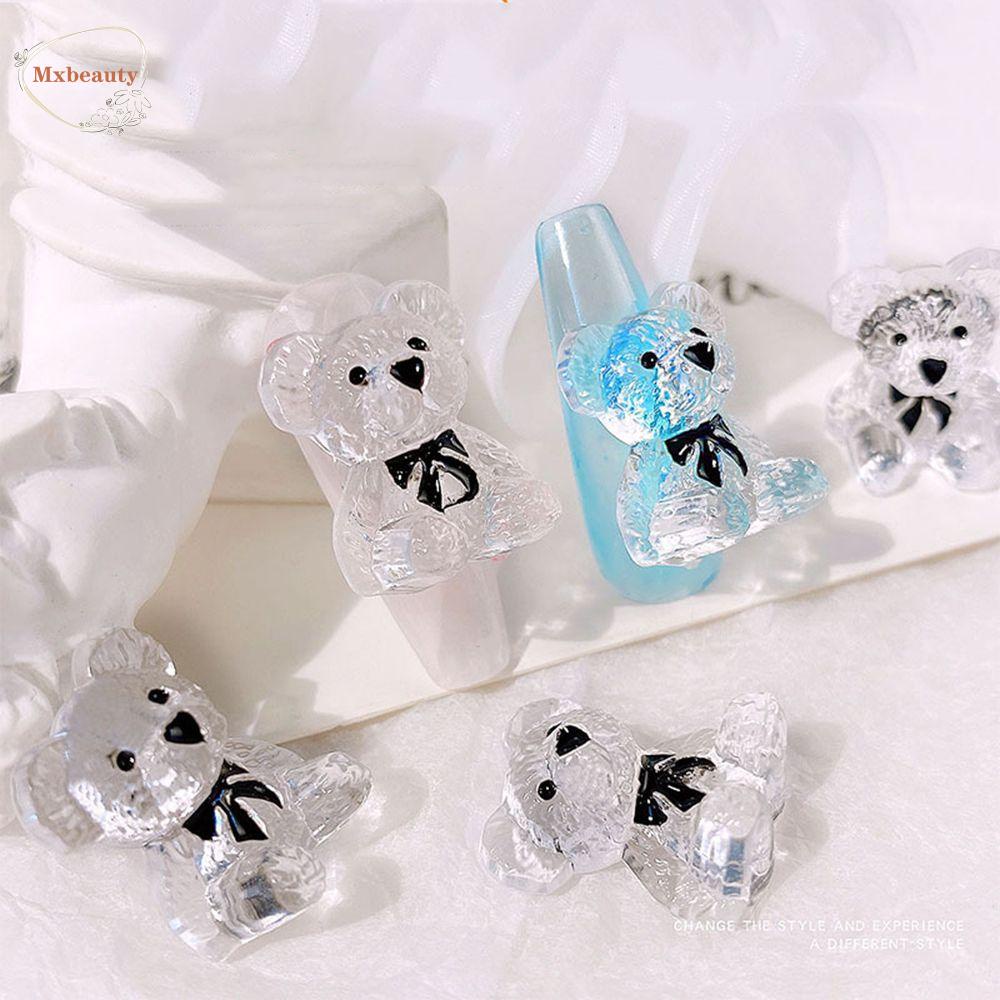 Mxbeauty Paku Charms Lucu Kartun Hiasan Kuku Manikur Aksesoris Beruang Jelly 3D Dekorasi Kuku
