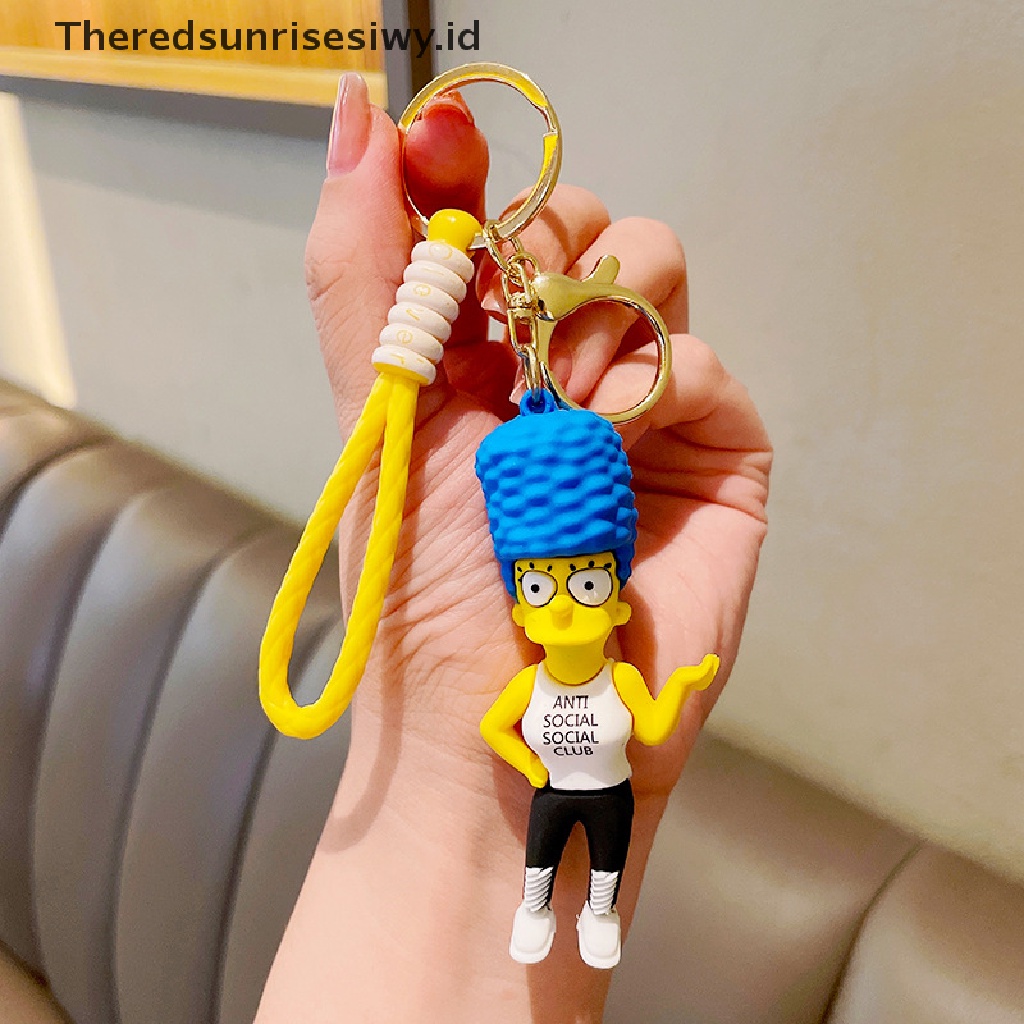 # Kado Mom &amp; PAPA DIY # The Simpsons Gantungan Kunci Gambar Kartun Anime Key Ring Phone Hanging Keychain~