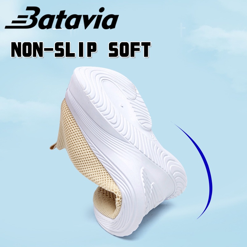 Batavia 2023 Baru Impor Wanita Sepatu Olahraga Rajutan Sepatu Wanita Bernapas Ringan Joging Sepatu Renda Sepatu WanitaShoes Fashion  Sport Original N12