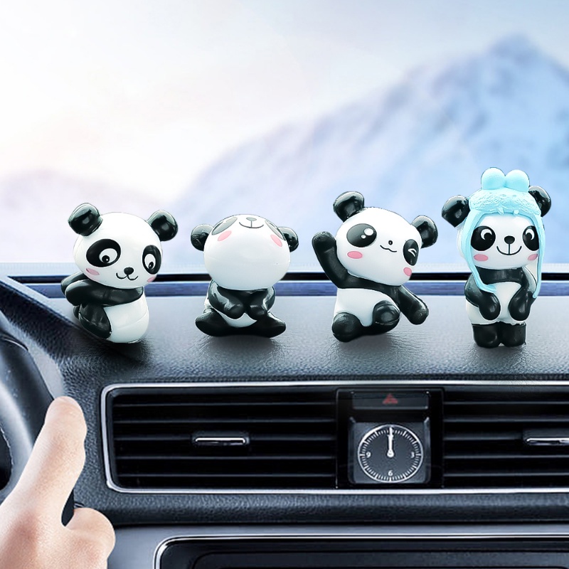 1pc Random Lucu Panda Konsol Tengah Mobil Spion Dashboard Dekorasi DIY Kartun Ornamen Aksesoris Interior Mobil