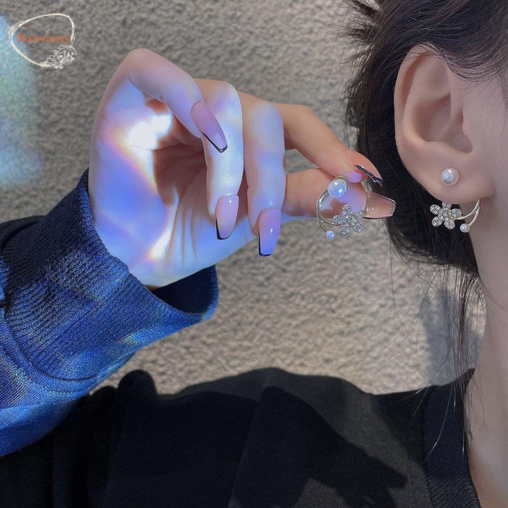 Mxbeauty Anting Bunga Gadis Hadiah Elegan Pesta Pernikahan Berlian Imitasi Ear Hook Perhiasan Aksesoris Gaya Korea Wanita Eardrop