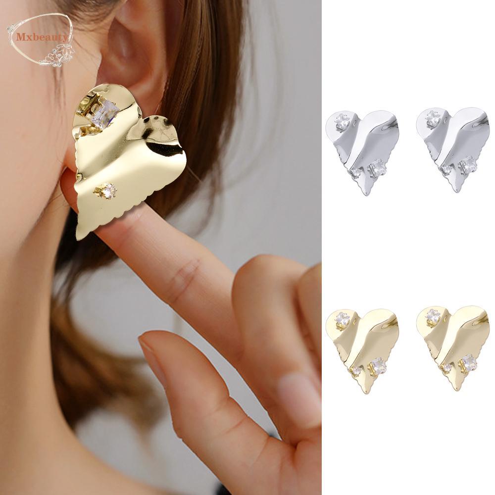 Mxbeauty Anting Wanita Retro Vintage Emas Punk Tidak Teratur Berlian Imitasi Logam Ear Stud