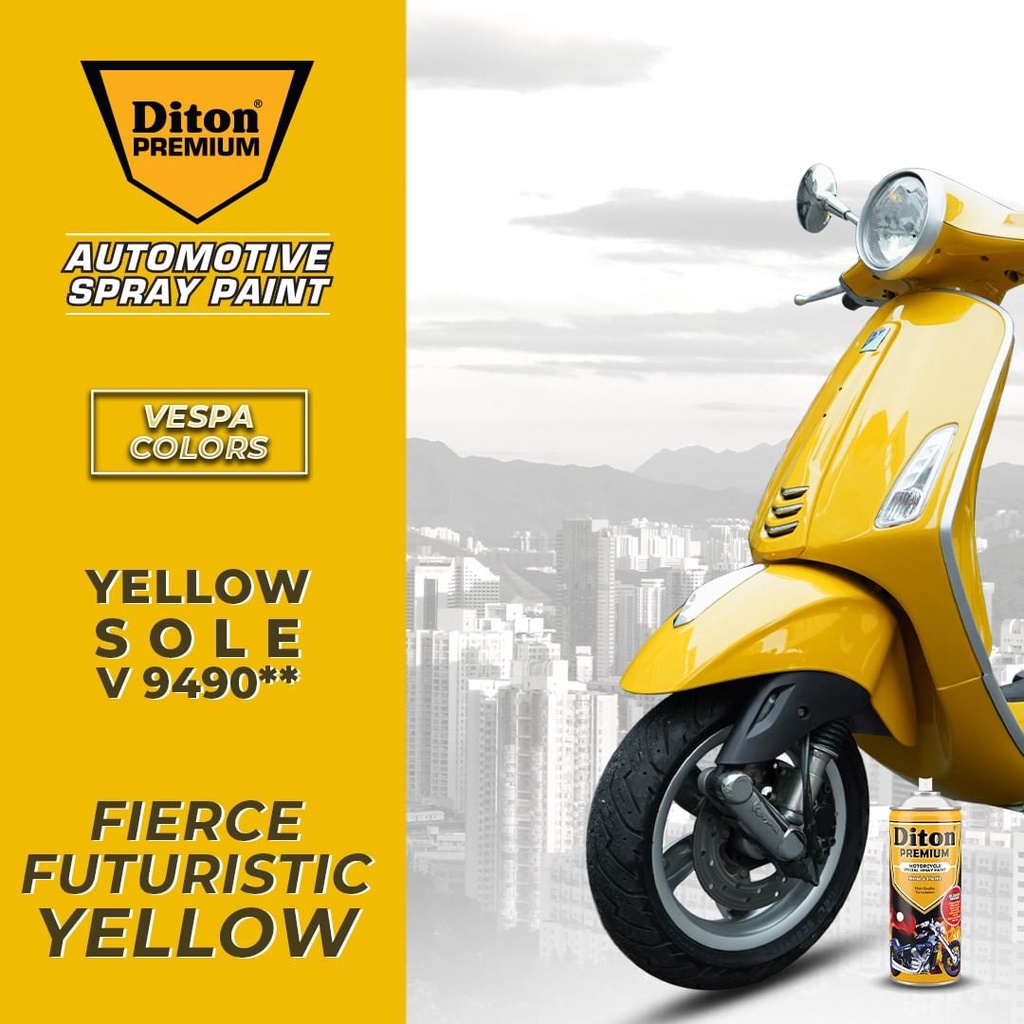 VESPA COLORS DITON Premium Pilok Pilox Cat Semprot Warna VESPA - V 9490** Yellow Sole (400cc)