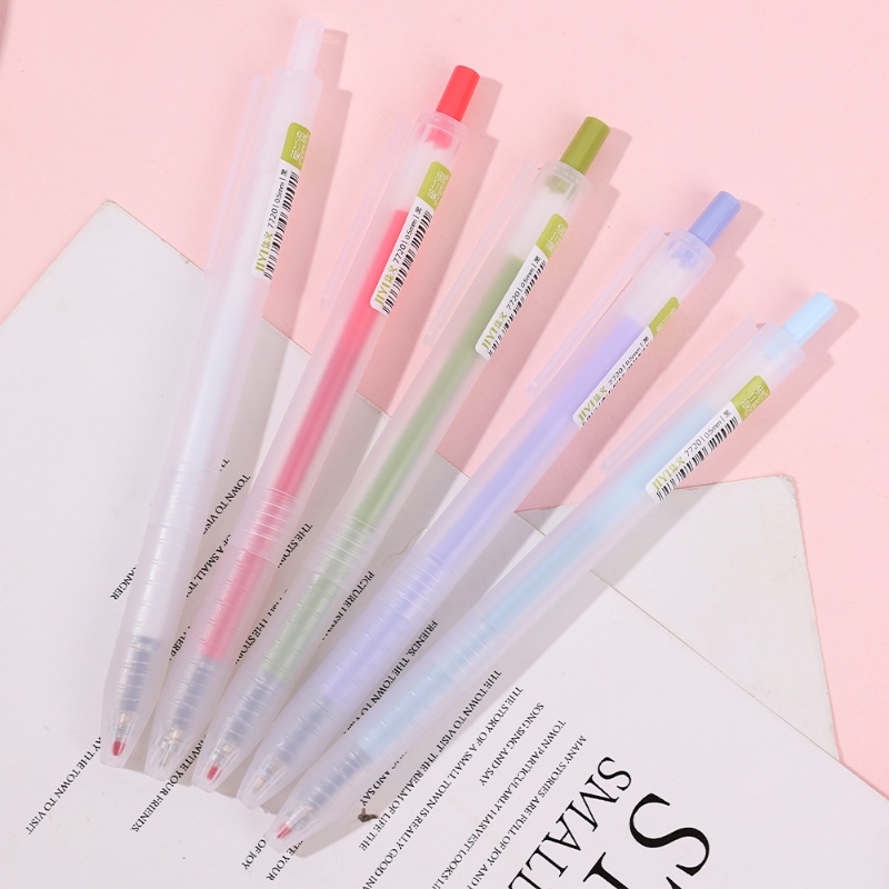 Perlengkapan Alat Tulis Kantor Sekolah/Push Type Signature Gel Pen Pulpen Tulisan Kepala Bulat Halus Pegangan Nyaman Frosted Plastik Tinta Hitam Gel Pen