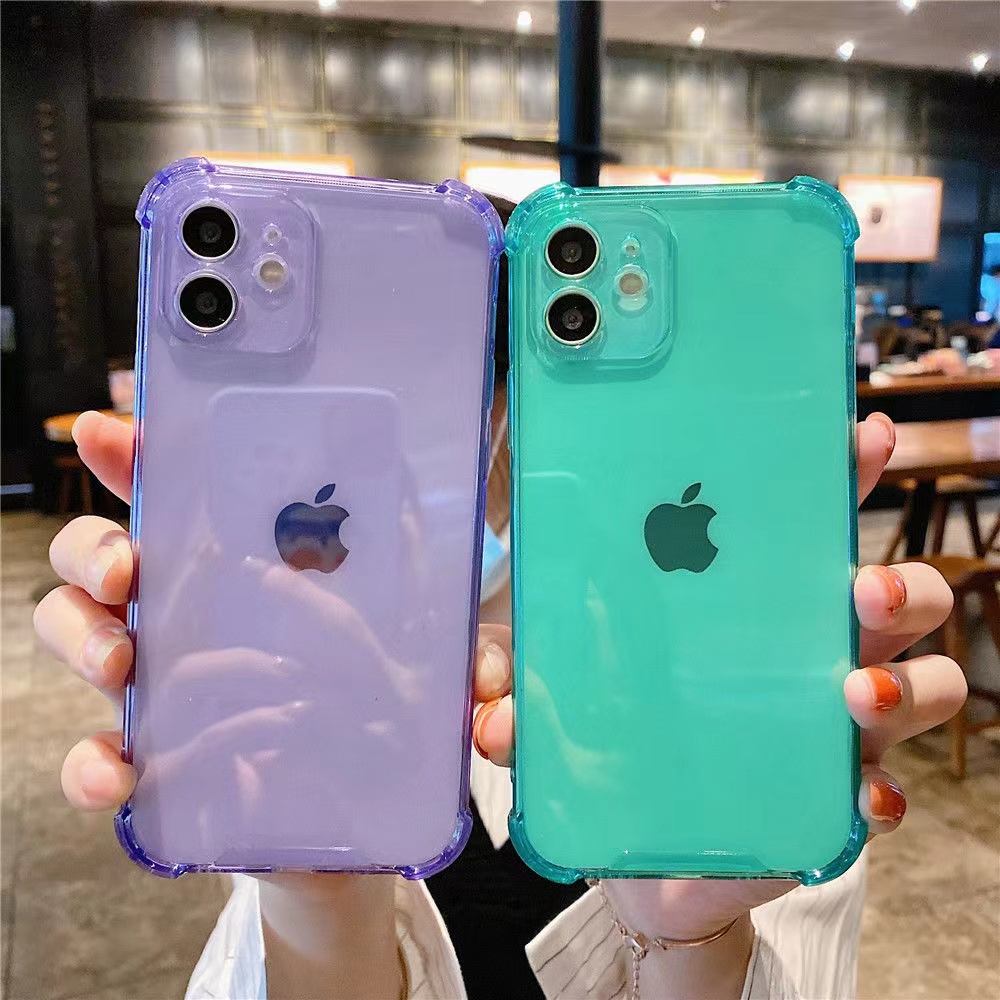 IPHONE Tpu Empat Sudut anti Jatuh Transparan Lembut Casing Ponsel Untuk Iphone14 13 12 11 Pro Max X Xs Xr 78 Plus SE 2020 Case Cover