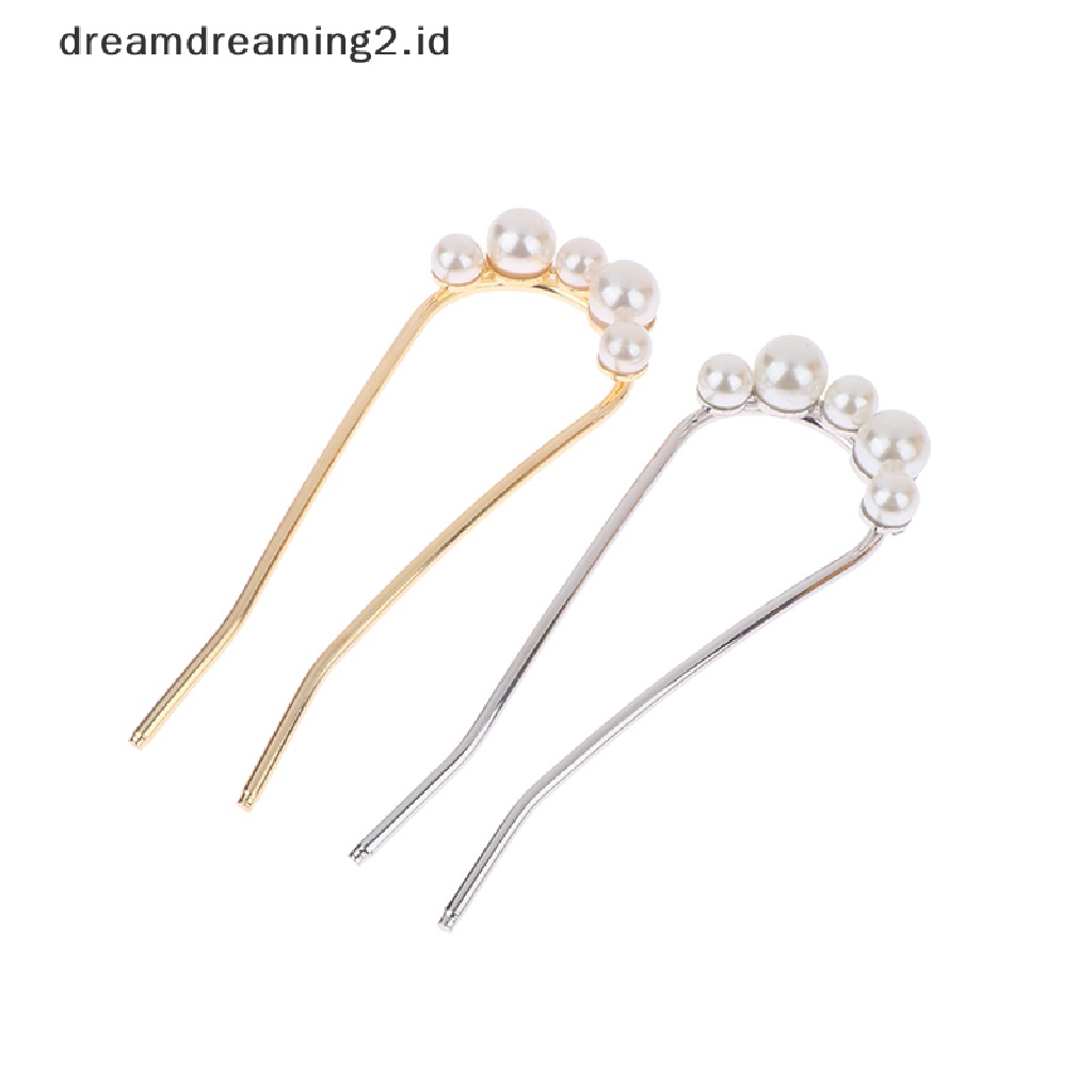 (dream) Stik Rambut Mutiara Logam Fashion Untuk Wanita Shell Hair Clip Pins Bentuk U Hairclip//