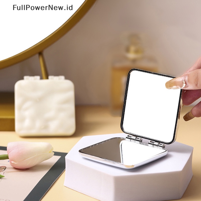 Power Cermin Rias Persegi Mini Portable Hand Mirror Kecil Dua Sisi Miroir Beauty ID