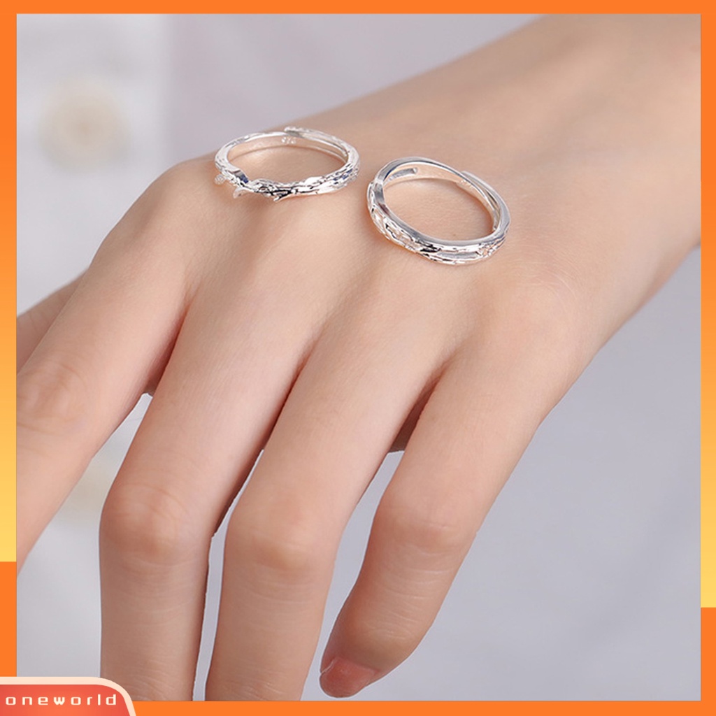 [EONE] Cincin Pasangan Sederhana Geometris Pohon Cabang Desain Pembukaan Yang Dapat Disesuaikan Berdandan Hadiah Anniversary Pria Wanita Sepasang Cincin Perhiasan Halus Aksesori Busana