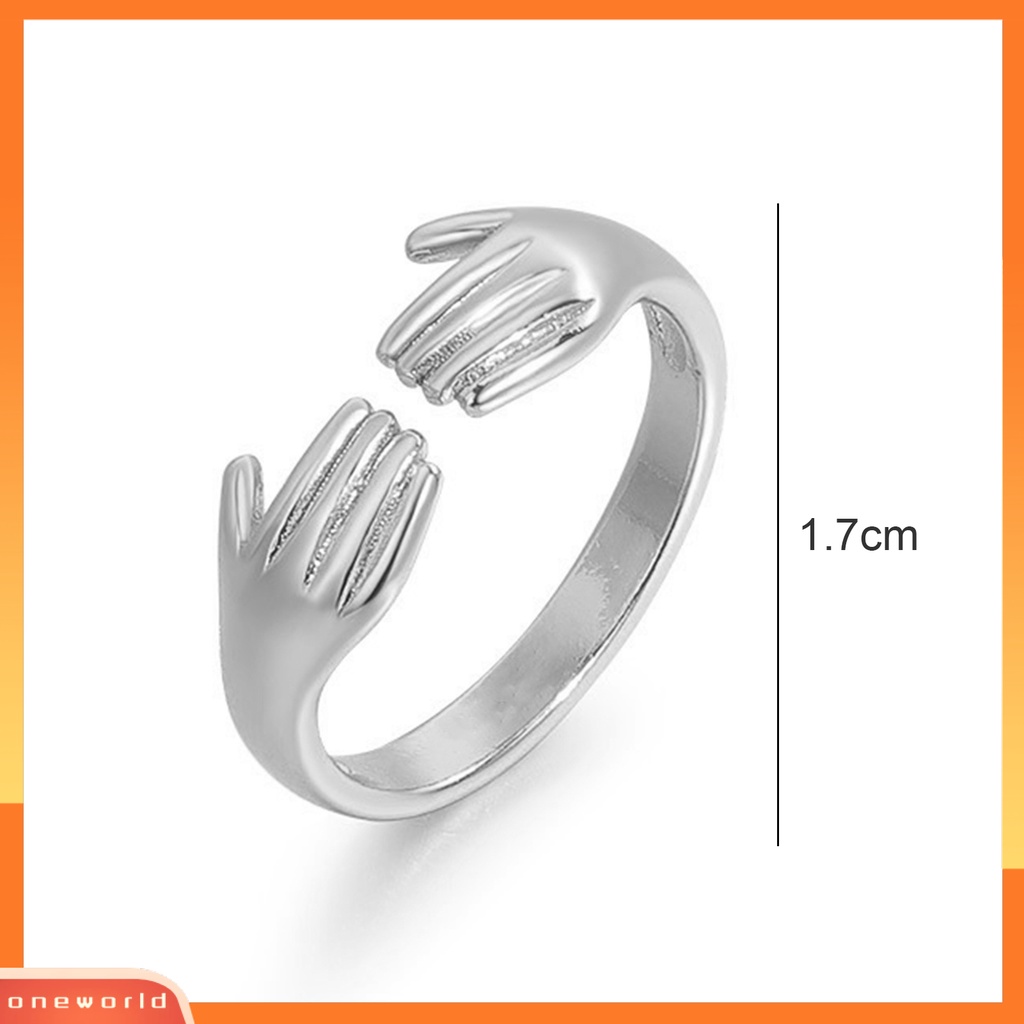 [EONE] Wanita Cincin Geometris Electroplating Halus Adjustable Menawan Dekorasi Tahan Luntur Kepribadian Retro Cinta Peluk Cincin Wanita Perhiasan