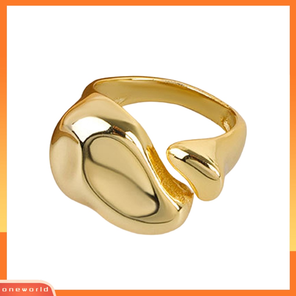 [EONE] Knuckle Ring Adjustable Electroplating High Gloss Geometris Menawan Dekorasi Hypoallergenic Lebar Tidak Teratur Terbuka Cincin Perhiasan Aksesoris
