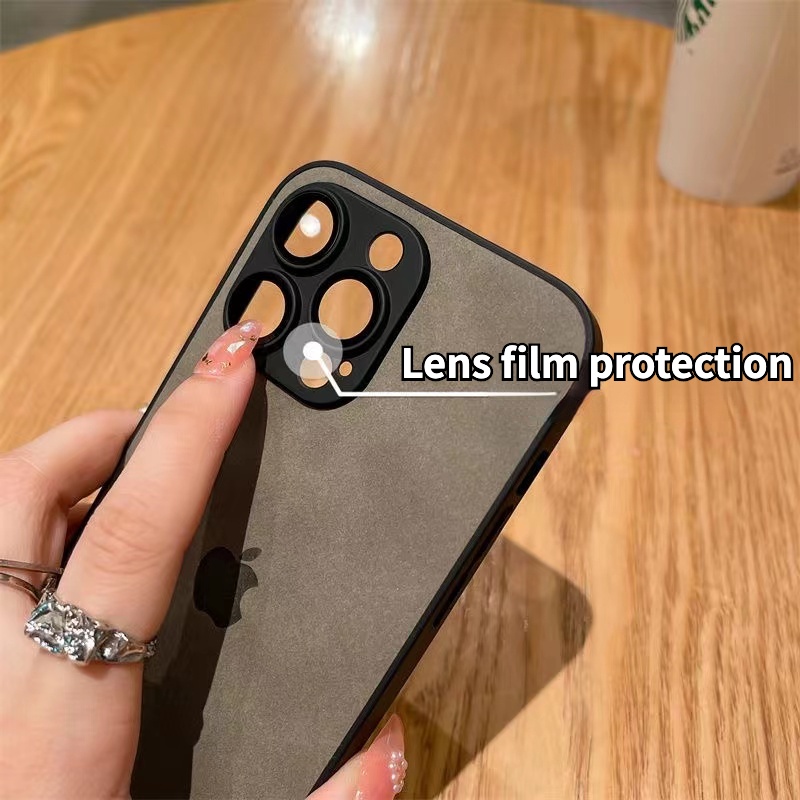 IPHONE Logo Apple Mewah Dengan Perlindungan film Lensa Casing Ponsel Kulit Domba Lembut Dan Tahan Guncangan Cocok Untuk Iphone14 13 12 11 Pro Max fingerprint proof