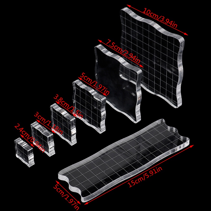 Seasonoun 7Pcs Transparan Acrylic Clear Stamp Block Pad Scrapbooking DIY Handmade Alat.