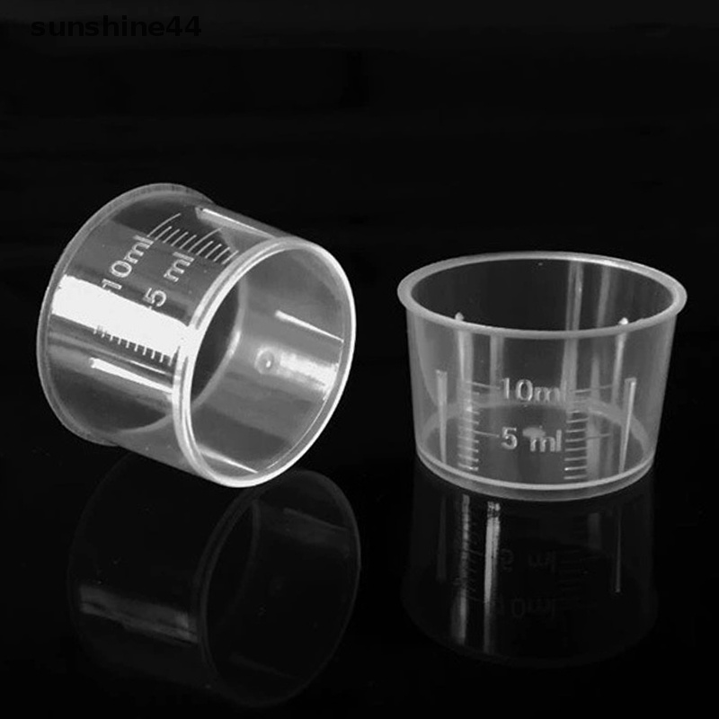 Sunshine 20Pcs 10ml Gelas Ukur Bening Sekali Pakai Cairan Volumetric Measurement Cup ID