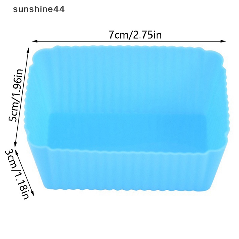 Sunshine 6PCS Cetakan Kue Persegi Panjang Silikon Lembut Muffin Cupcake Liner Bake Cup Mold ID