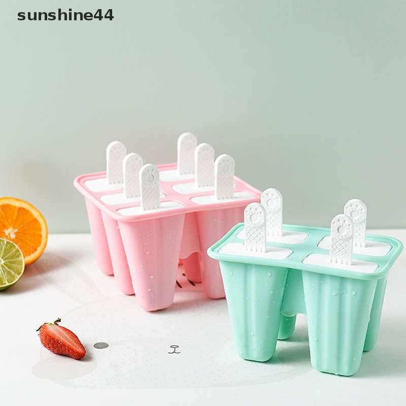 Sunshine Cetakan Silikon Es Krim 6lubang Untuk Es Loli Cetakan Es Batu DIY Permen Alat Baking ID