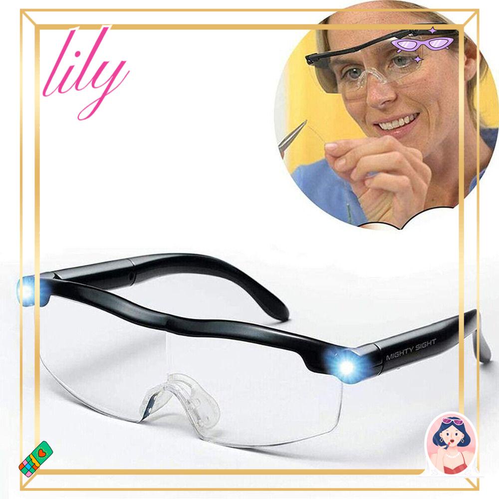 Lily Kacamata Pembesar Loupe Mengurangi Ketegangan Mata Alat Bantu Perhiasan Rechargeable Dengan Lampu LED