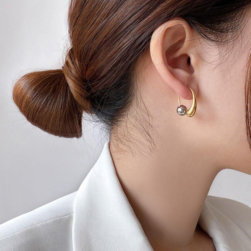 Mxbeauty Anting Logam Kesederhanaan Kreativitas Perhiasan Gadis Fashion Individualitas Gaya Retro Korea Aksesoris