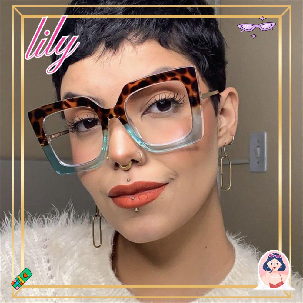 Lily Square Kacamata Wanita Kecantikan Oversized Female Spectacles Vintage Sunglasses Frame