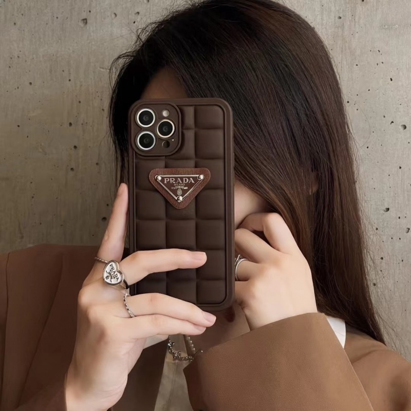 Chaopai Square Prada Triangle Logo Cocok Untuk iPhone Phone Case