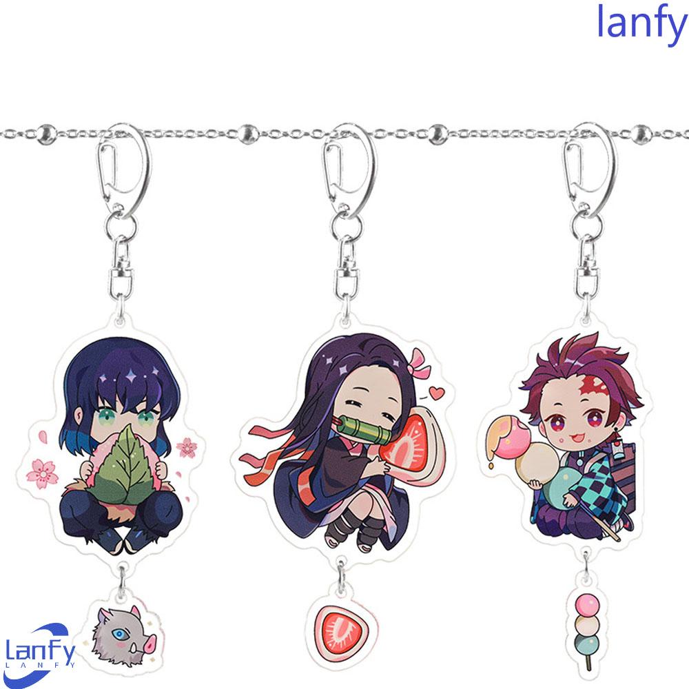 Lanfy Demon Slayer Gantungan Kunci Untuk Anak Zenitsu Kimetsu No Yaiba Miniatur Tanjirou Scultures Giyuu Key Ring