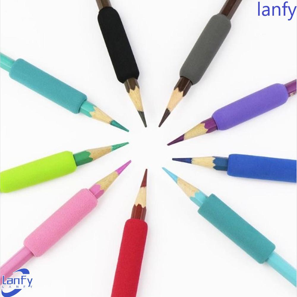 Lanfy Pencil Grips Alat Tulis Sekolah Aneka Warna Pencil Gripper 10Pcs Alat Bantu Tulis 1.5-inci Tempat Pensil