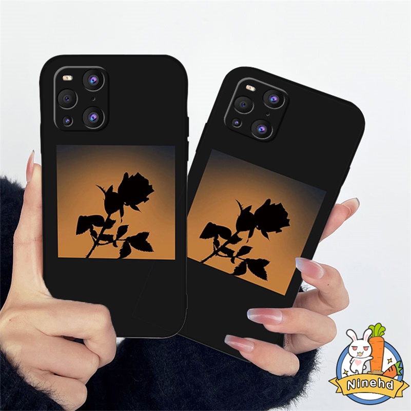 IPHONE Casing Kompatibel Untuk Iphone14 13 12 11 Pro Max X Xr Xs Max8 7 6 6s Plus SE 2020 Ins Simple Rose Light Shadow Lens Pattern Protector Shockproof Glossy TPU Full Protect Phone Case