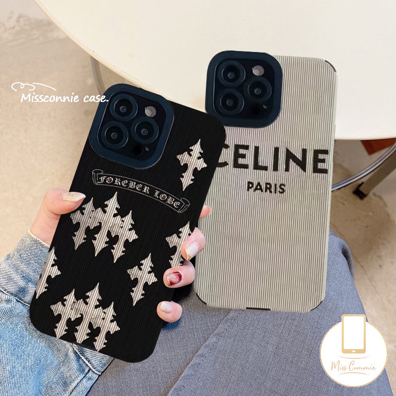 Casing Ponsel Merek Trendi Kompatibel Untuk iPhone 11 Pro MAX 7Plus 8Plus X XR 12 13 14 Pro MAX XS MAX Shockproof Tekstur Kulit Mewah Silicon Lembut Tpu Cover