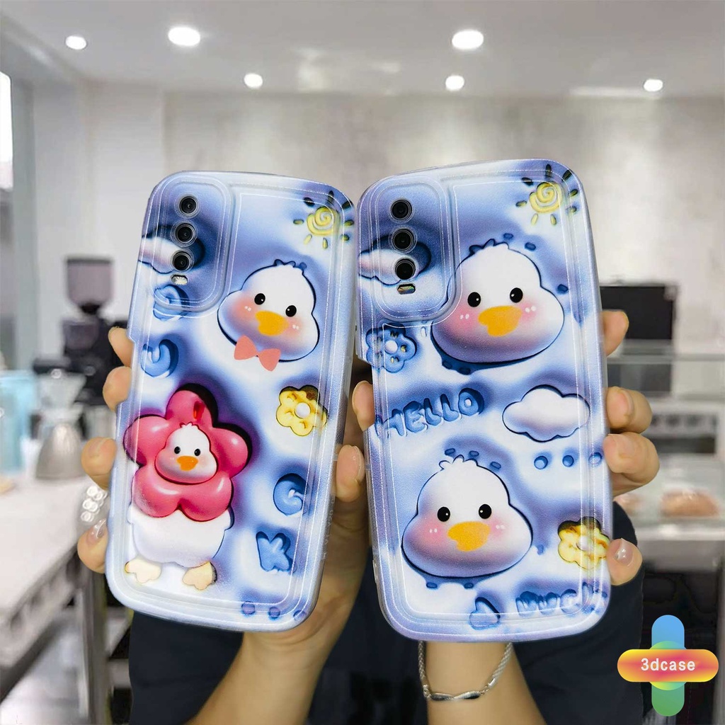 Soft Case VIVO Y35 Y15S Y15C Y22 Y22S Y91C Y21 2021 Y21A Y21T Y12S Y16 Y12 Y20 Y30 Y02 Y21S Y20S Y12i Y3S Y33T Y21E Y21G Y15A Y01 Y01A Y91 Y30i Y93 Y95 Y15 Y17 Y50 Y53S Y51 2020 Y51A Y10 Y33S Y1S Cute Duck Soft Airbag Soap Case