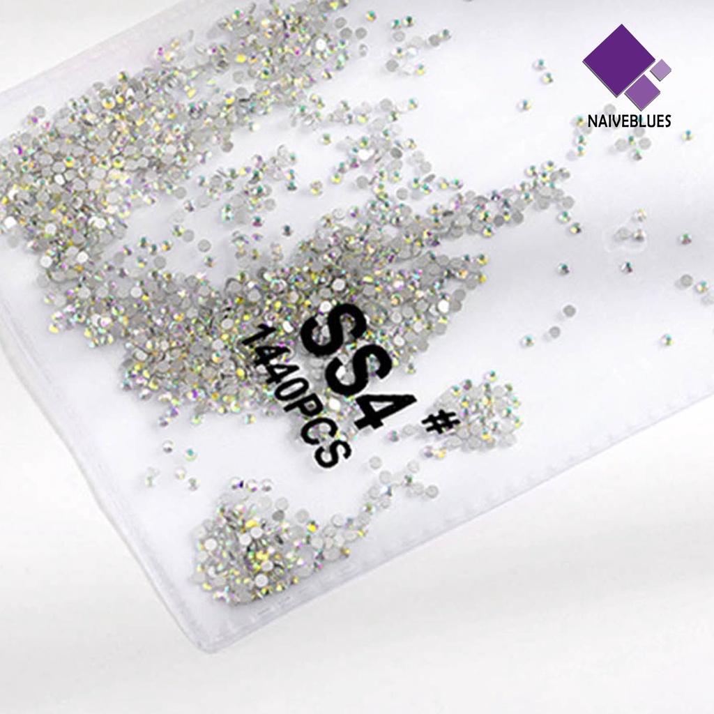 [naiveblues] 1440pcs Manicure Decoration DIY Mudah Di Aplikasikan Kaca Transparan Flat Bottom Untuk Telepon