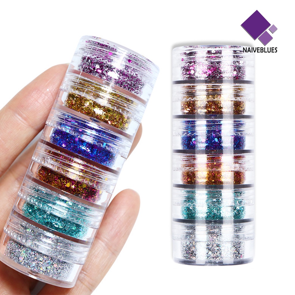 [naiveblues] 1set Paku Sequin Warna Hidup Banyak Gaya DIY Kuku Glitters Craft Nail