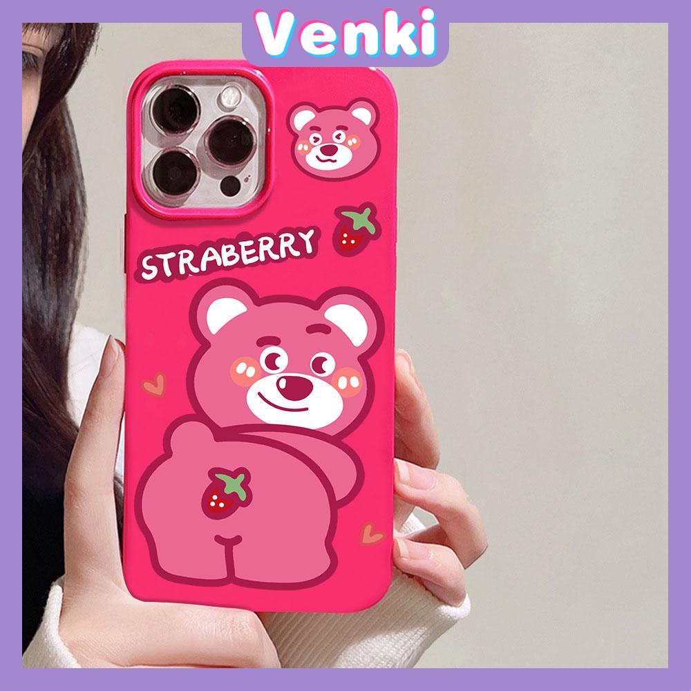 VENKI - For iPhone 14 Pro Max iPhone Case Pink Cute Bear Glossy TPU Soft Case Protection Shockproof Camera Compatible with iPhone 13 Pro max 12 Pro Max 11 xr xs max 7Plus 8Plus
