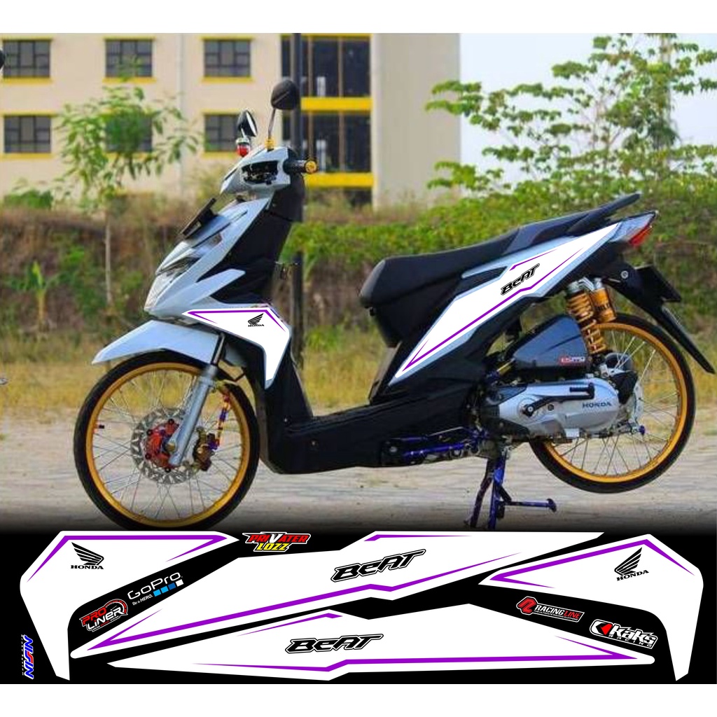 cod/sticker (COD) STRIPING STICKER VARIASI HONDA BEAT NEW/BEAT ESP CUSTOM VARIASI RACING MOTIF POLET
