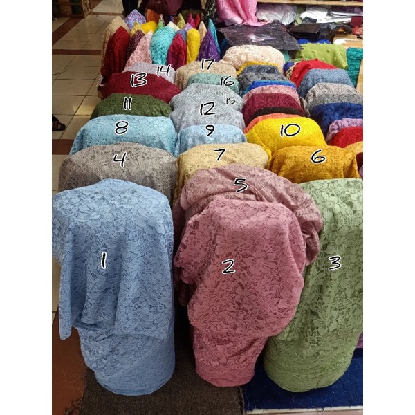 kain brukat meteran / bahan kebaya brukat murah / lace brukat