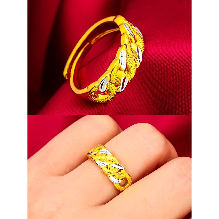 Goldkingdom Aksesoris Perhiasan Fashion Ready Stock spot Cincin Lapis Emas sterling silver double twist Untuk Pria Dan Wanita.