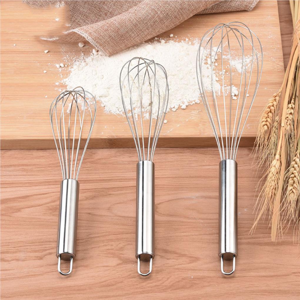 3pcs Eggbeater Bahan Stainless Steel Ukuran Berbeda Untuk Memadukan Kocokan Mengalahkan Pengaduk